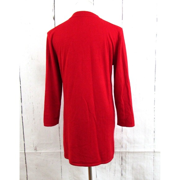 Cable & Gauge Women's 1/4 Zip Tunic Sweater Gold Grommet Accents Red Size M - Picture 4 of 6
